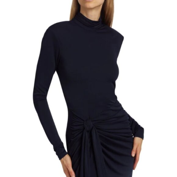 CINQ À SEPT 'Johnson' Ruched Stretch-Jersey Mini-Dress, Navy Blue - Picture 4 of 5